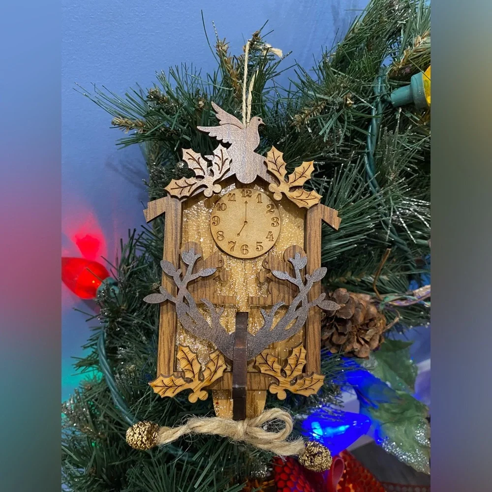 WOODEN CUCKOO CLOCK | Black Forest Germany Bavarian Christmas Ornament